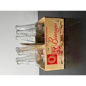 OK Beverages VTG Bottles (8) in Original Cardboard Carrier